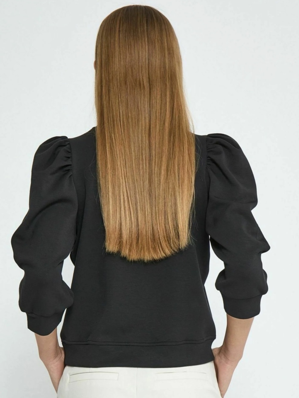GAP Puff Sleve Black Crewneck Sweatshirt - Picture 3 of 14